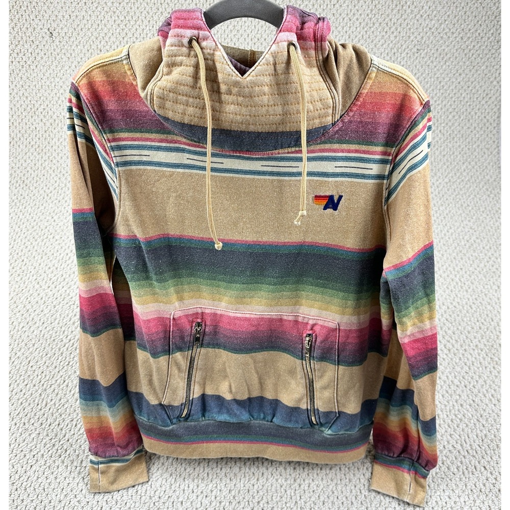 Aviator Nation Hoodie Unisex M Serape Ninja Stripe Aztec Pullover Sweatshirt USA - Picture 3 of 15